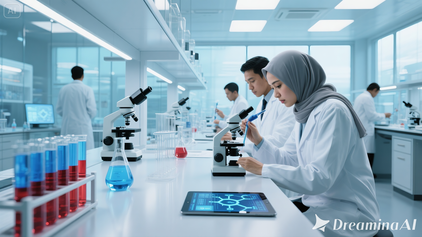 Modern pharmaceutical laboratory background